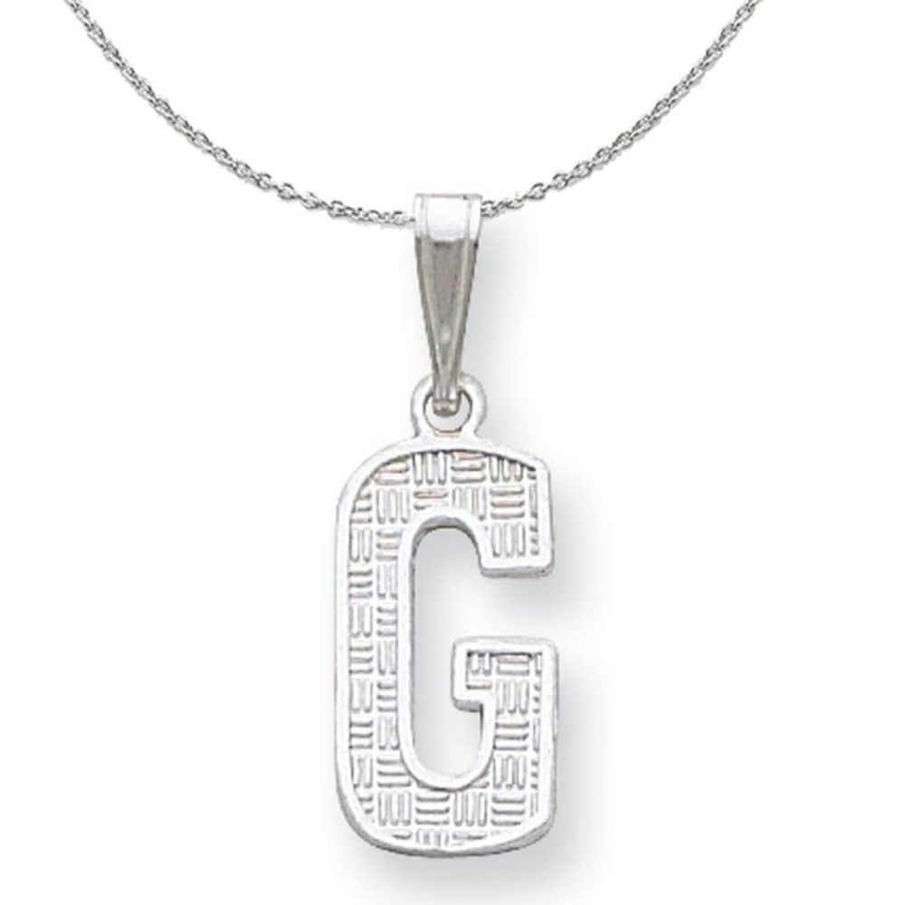 Silver, Sami Collection, Textured Block Initial G Necklace - 16 In